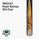 PRO147 Pearl Series White 57 Inch 3/4 Jointed Snooker Pool Cue and Case Set 9.5mm Pro Leather Tip