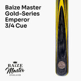 Baize Master Gold Series YELLOW EMPEROR 8-BALL POOL CUE SET with 57 Inch Hand Spliced 3/4 Joint Cue 8mm Tip, Deluxe Black Interior Hard Case and 2 x Chalk