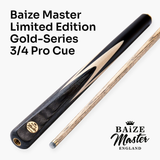 Baize Master Limited Edition Gold Series G12 57 Inch ¾ Professional English Pool Cue 8.5mm with with Hand Fitted PRO SPIN Medium Tip - Hand Finished in the UK by Cue Care Jim using Lynch’s Cue Balm