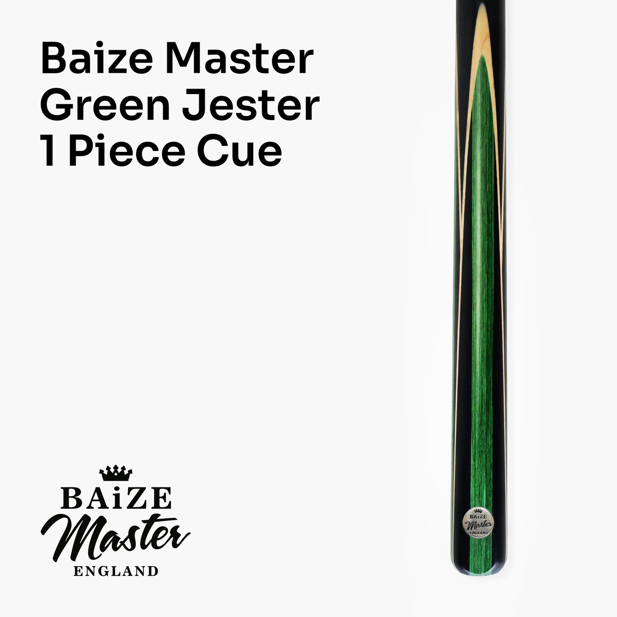 Baize Master 1 Piece GREEN JESTER 57 Inch Ash Snooker Pool Cue with 9.5mm Tip