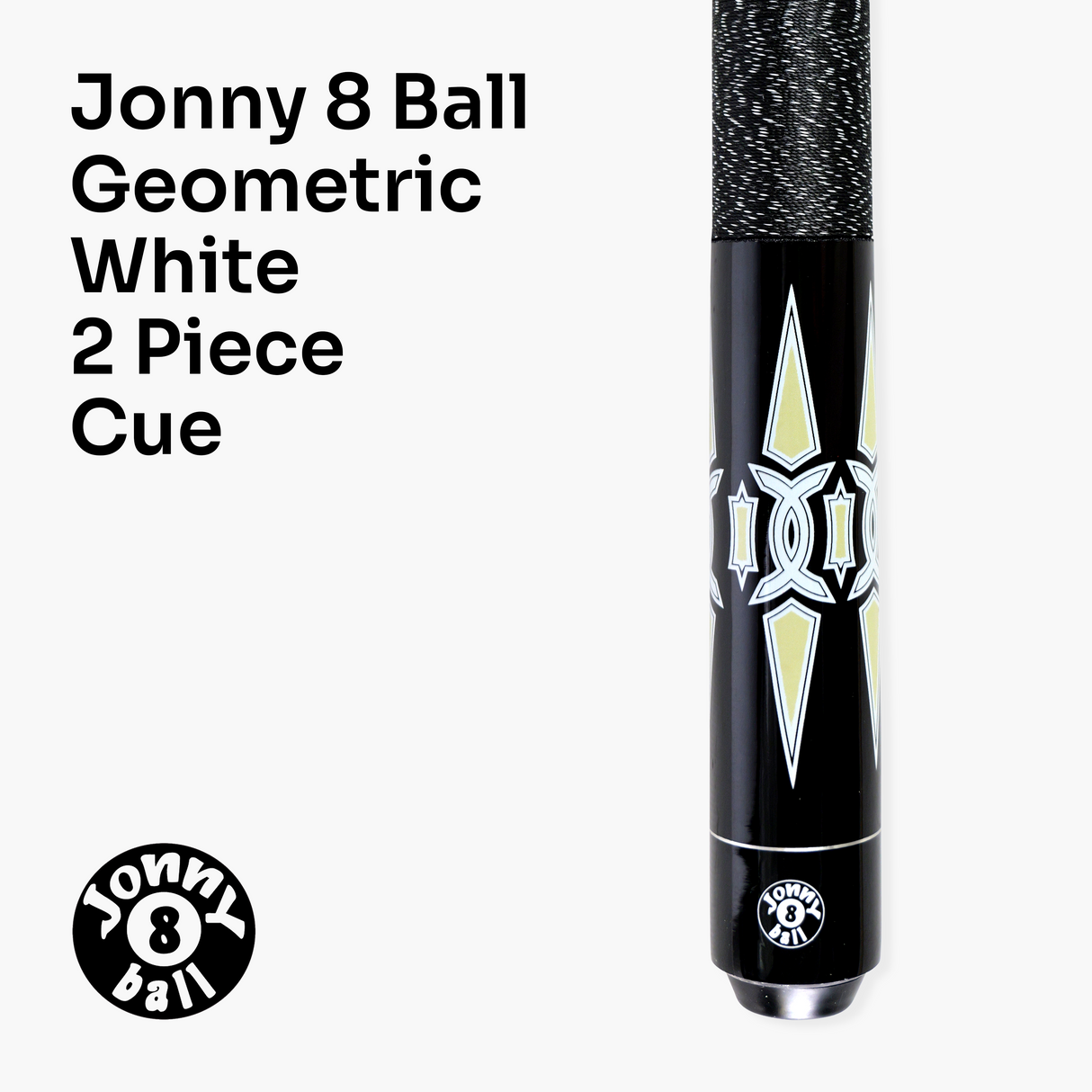 Jonny 8 Ball Geometric 57 Inch 2 Piece Snooker Pool Cue and Case Set 10mm Tip