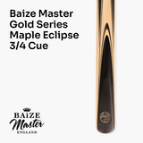 Baize Master Gold Series Eclipse Collection 58 Inch ¾ Joint Premium Ash Snooker Pool Cue and Case Set 9.5mm Tip