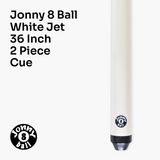 Jonny 8 Ball WHITE JET JUNIOR 36 Inch 2 Pc Ash Pool Snooker Cue - 10mm Tip