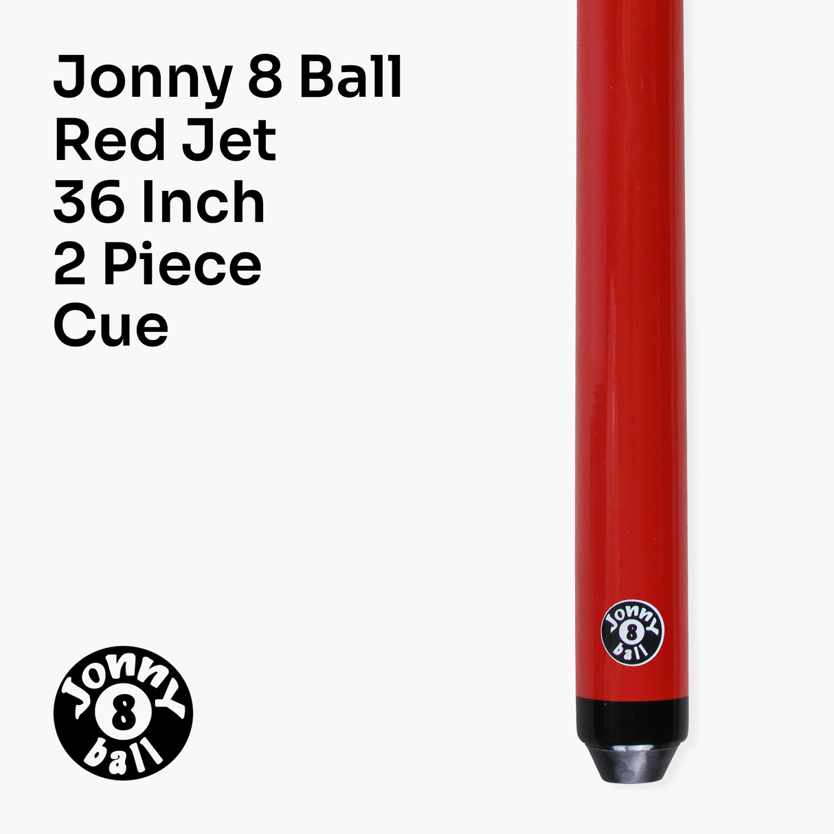 Jonny 8 Ball 36 inch RED JET JUNIOR Kids 2pc Ash Snooker Cue & HARD CASE