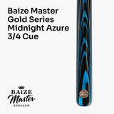 Baize Master Gold Series Midnight Azure 58 Inch ¾ Joint Premium Ash Snooker Pool Cue and Case Set 9.5mm Tip