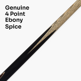 Baize Master Black Label 57 Inch One Piece Hand Spliced Premium Ebony Butt English Pool Cue with 8mm Leather Tip