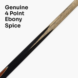 BAIZE MASTER Black Label 58 Inch One Piece Hand Spliced Premium Ebony Butt Snooker Cue with 9.75mm Leather Tip