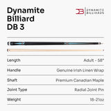 Dynamite Billiards Diamond Series 58 Inch 2 Piece Centre Joint American Pool Cue with Premium Tapered Maple Shaft and 12.5mm Layered Everest Tip – Designed and endorsed by World Pool Champion, Darren Appleton