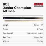 BCE Christophe Lambert 48 Inch JUNIOR CHAMPION 2 Piece English Pool Cue and Case Set 8.5mm Tip