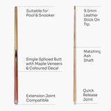 PRO147 PRO MATCH 57 Inch 2 Piece Matching Ash Snooker Pool Cue 9.5mm Tip