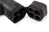 Funky Chalk ALL BLACK Leather Patch Effect SQUARE 2 Piece Snooker Pool Cue Case - Holds 2 Centre Jointed Cues