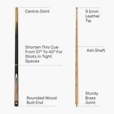 Pro147 Kingswood 3pc Snooker Pool Cue 57 Inch with Matching Ash Grain and 9.5mm Tip