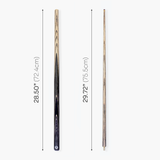 PRO147 Pearl Series D Hand Spliced 2 Piece 57 Inch Snooker Pool Cue with Smooth Premium Ash Shaft and Ebony Style Butt with 9.5mm Pro Leather Tip