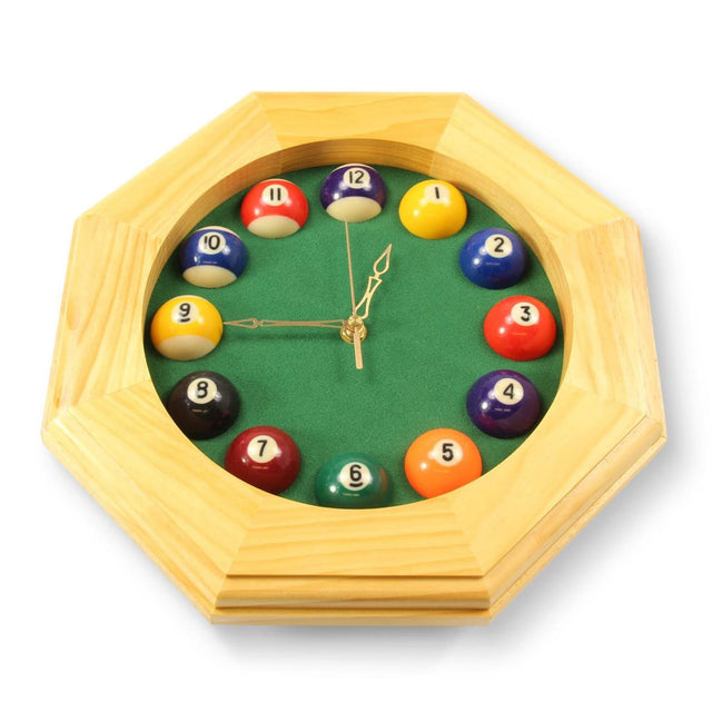 Jonny 8 Ball Novelty 12 Inch OCTAGONAL Pool Snooker Ball Analogue Wall Clock