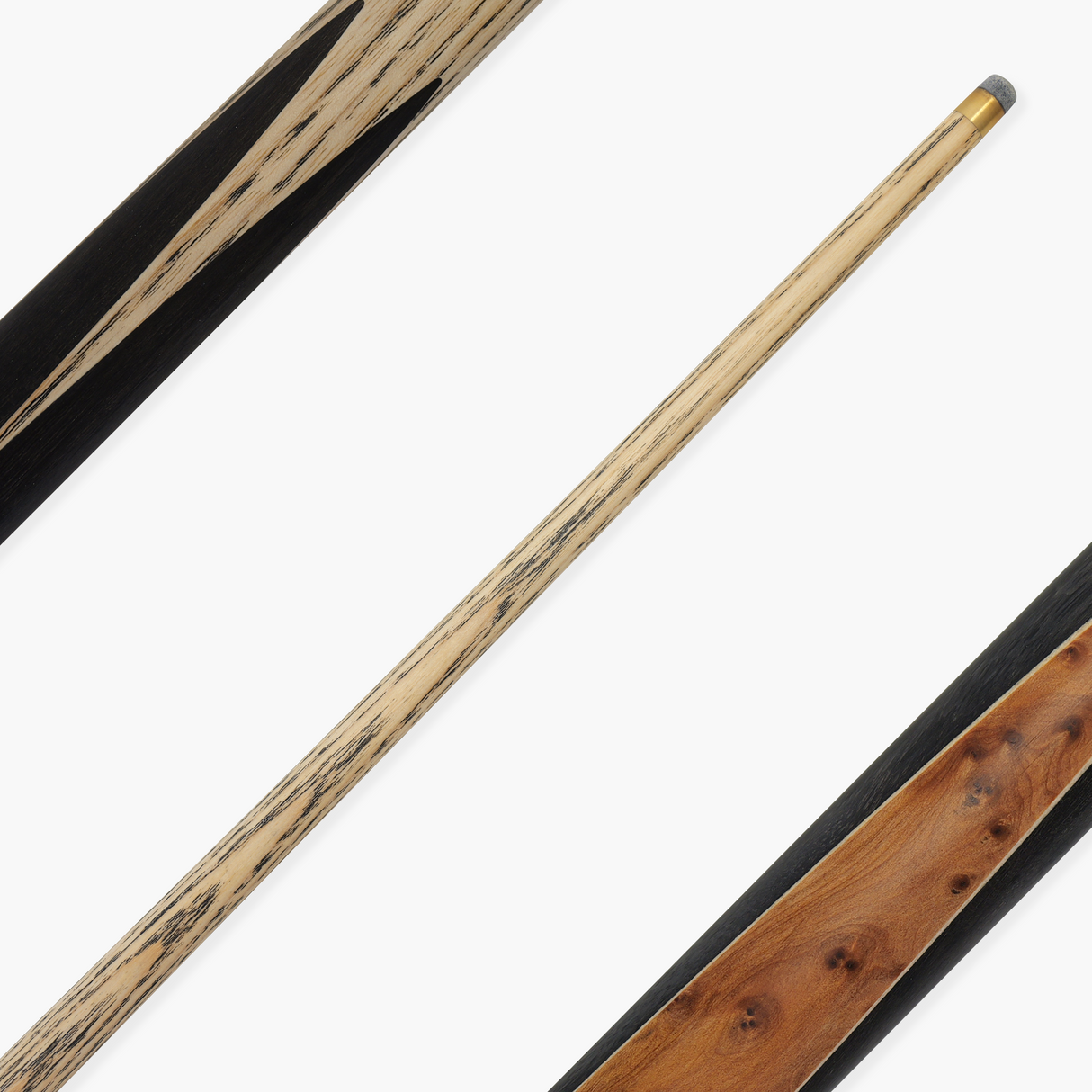 Baize Master Black Label 57 Inch One Piece Hand Spliced Premium Ebony Butt English Pool Cue with 8mm Leather Tip