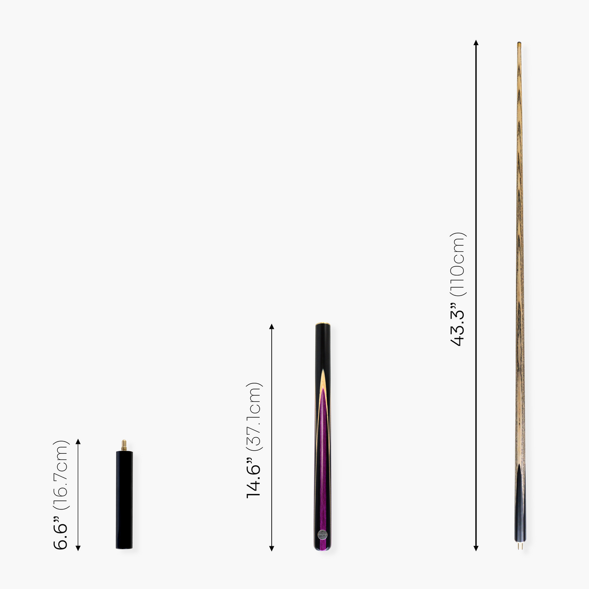 Baize Master PURPLE JESTER 3/4 57 Inch Ash Snooker Pool Cue and Case Set 9.5mm Tip - With 3/4 Black Interior Case and Long Telescopic Extension