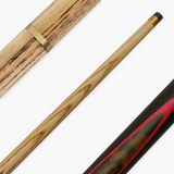 Pro147 RED BURL 2pc Centre Joint Snooker Pool Cue 57 Inch with Matching Ash Grain and 9.5mm Tip