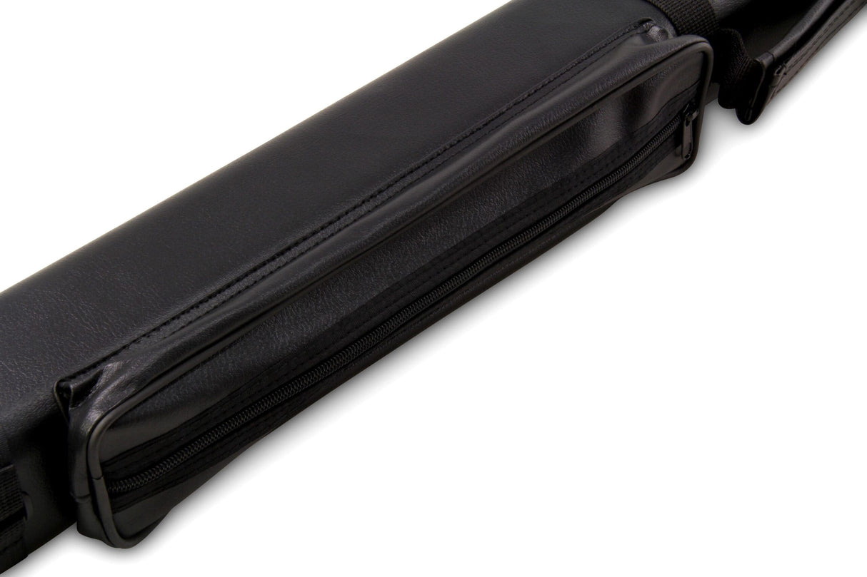 Funky Chalk ALL BLACK Leather Patch Effect SQUARE 2 Piece Snooker Pool Cue Case - Holds 2 Centre Jointed Cues