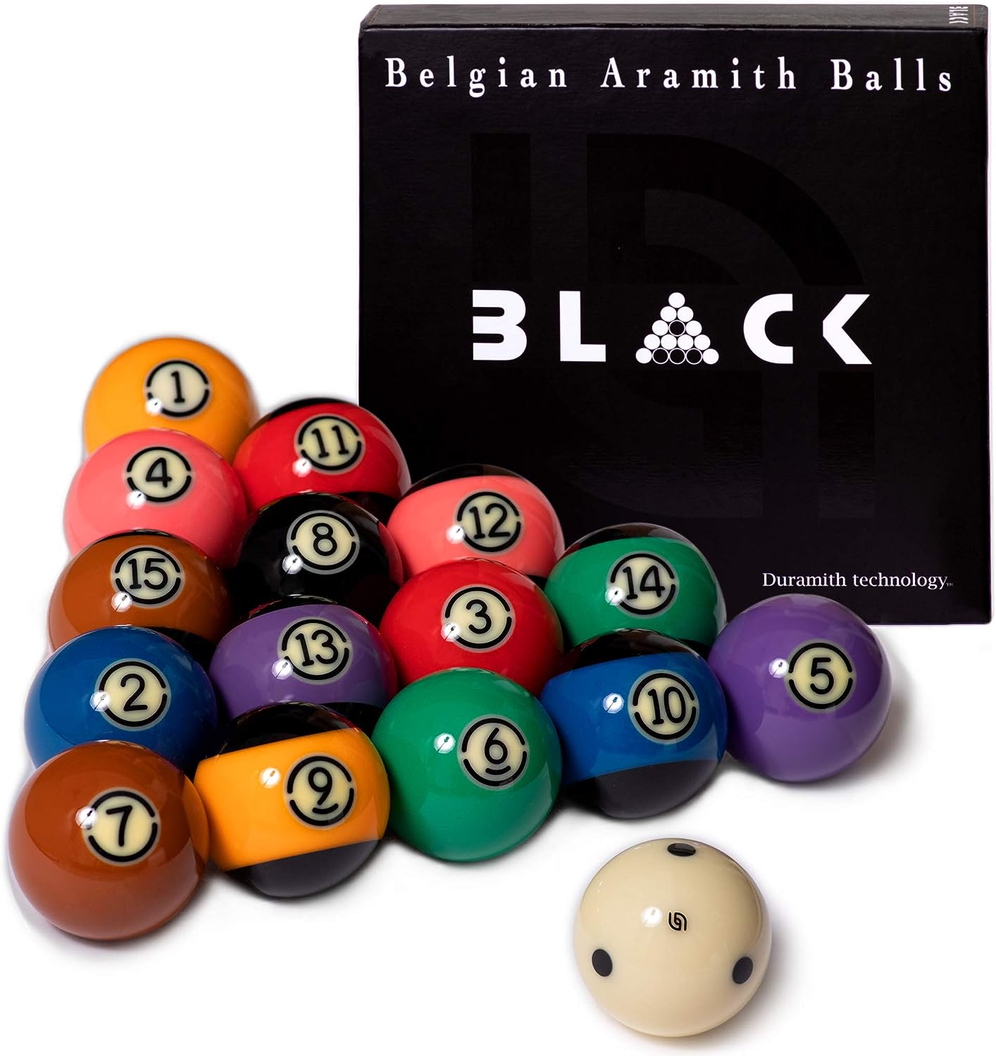 Aramith BLACK EDITION TV Pool Set - 2 1/4 Inch American Pool Balls – Cue +  Case