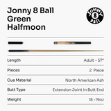 Jonny 8 Ball 57 Inch Traditional ¾ Jointed Ash Snooker Pool Cue 9mm tip + Mini Butt