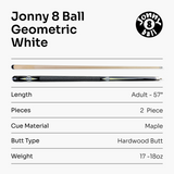 Jonny 8 Ball Geometric 57 Inch 2 Piece Snooker Pool Cue and Case Set 10mm Tip