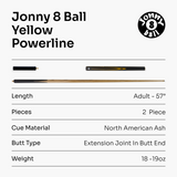 Jonny 8 Ball 57 Inch Traditional ¾ Jointed Ash Snooker Pool Cue 9mm tip + Mini Butt