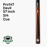 Pro147 CLASSIC 3/4 Jointed Snooker Pool Cue with Genuine Multi Spliced Butt 9.5mm Leather Tip and Quick Release + 6" Mini Butt