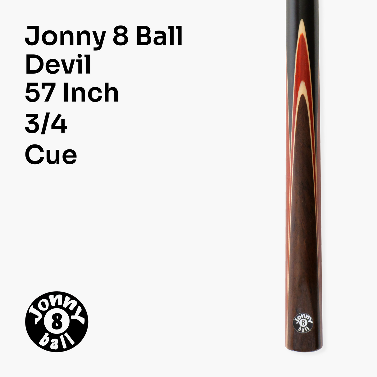 Jonny 8 Ball CLASSIC 3/4 Jointed English Pool Cue with 8.5mm Leather Tip