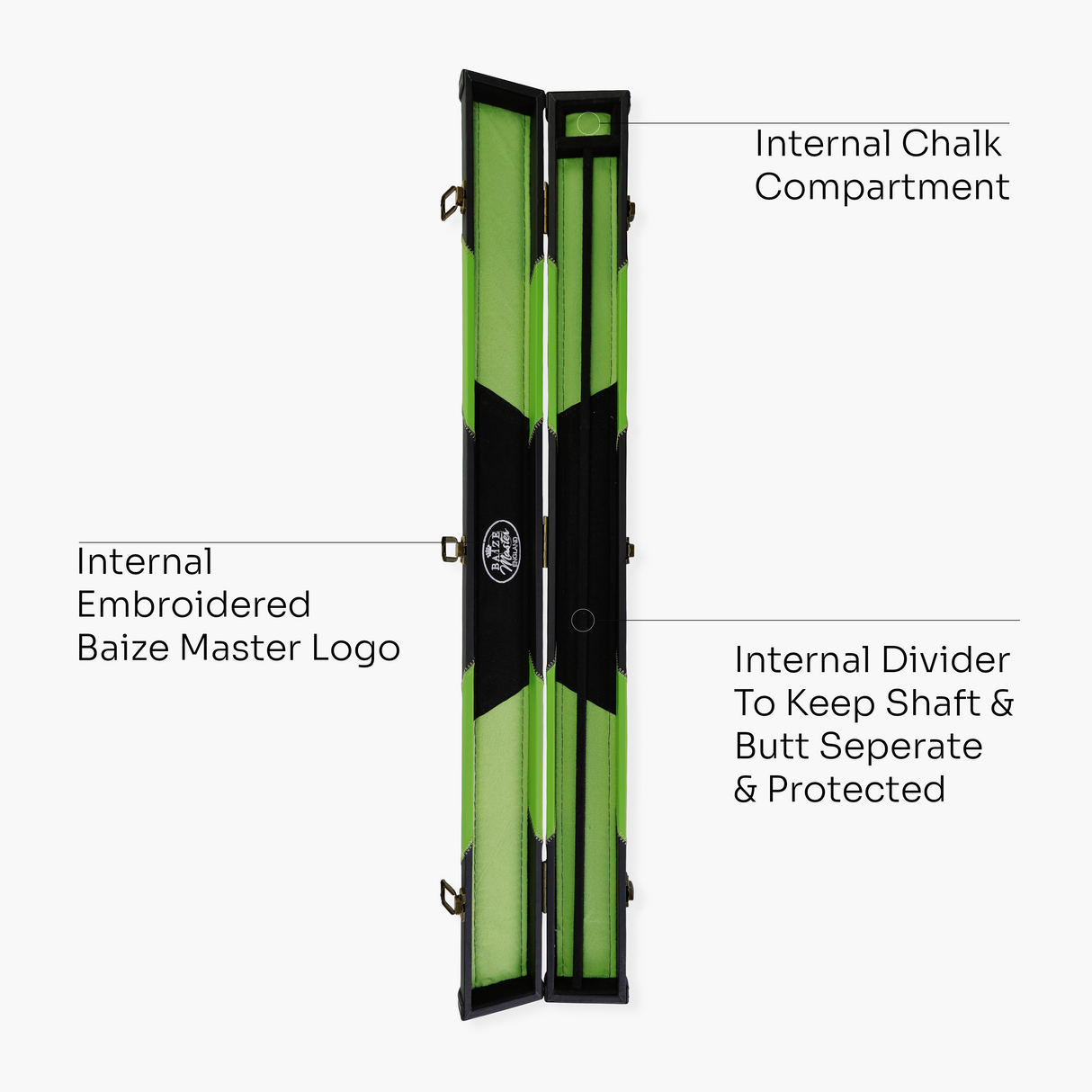 Baize Master Deluxe ARROW 2 Piece Snooker Pool Cue Case with Matching Colour Interior