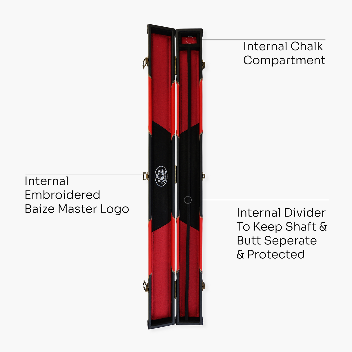 Baize Master Deluxe ARROW 2 Piece Snooker Pool Cue Case with Matching Colour Interior