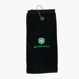 Mcdermott Pool Cue Towel with Gold Clip and Embroidered Clover