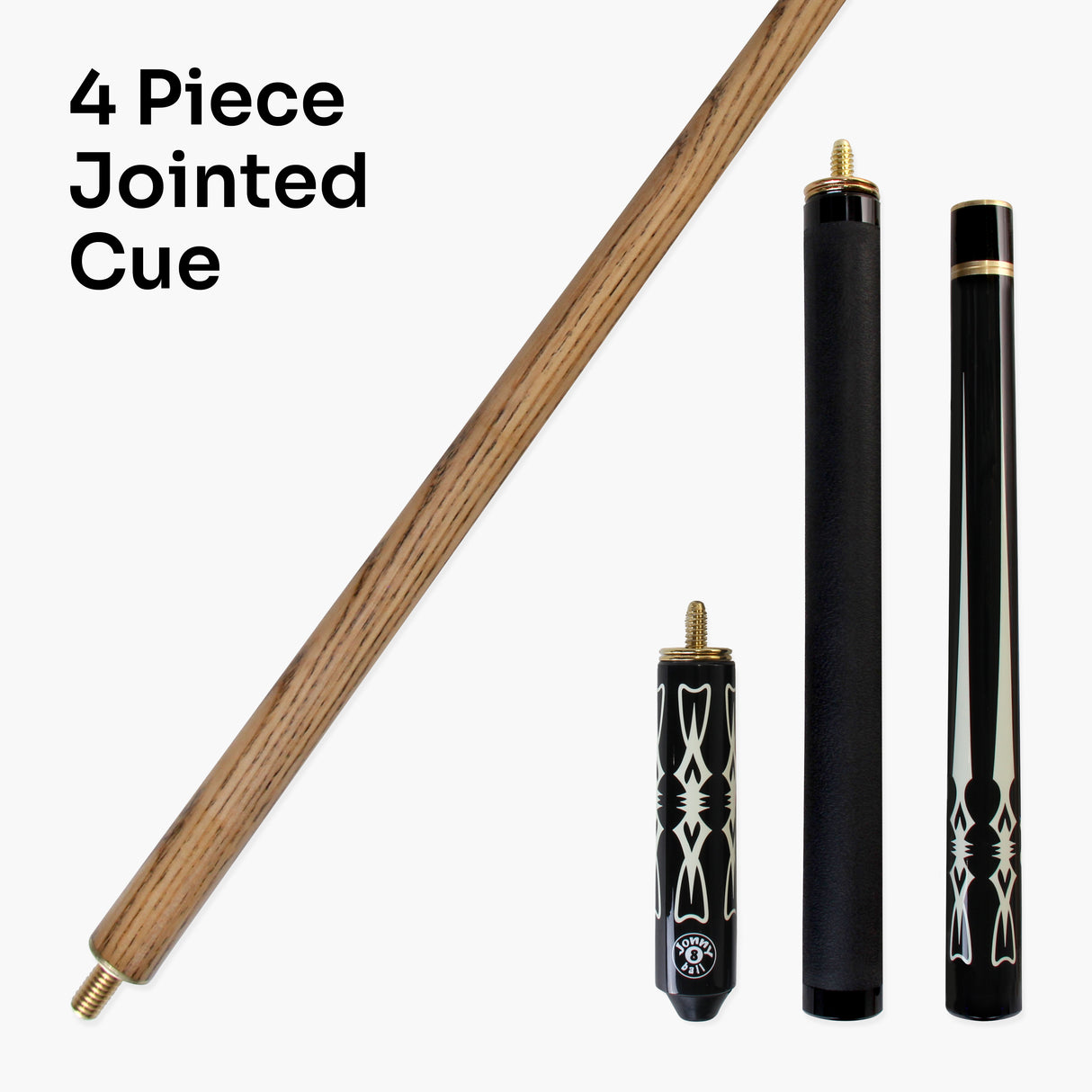 Jonny 8 Ball AZTEC 8.5mm Tip Adjustable 4 Piece Ash Pub Pool Cue, Shorten to 45"