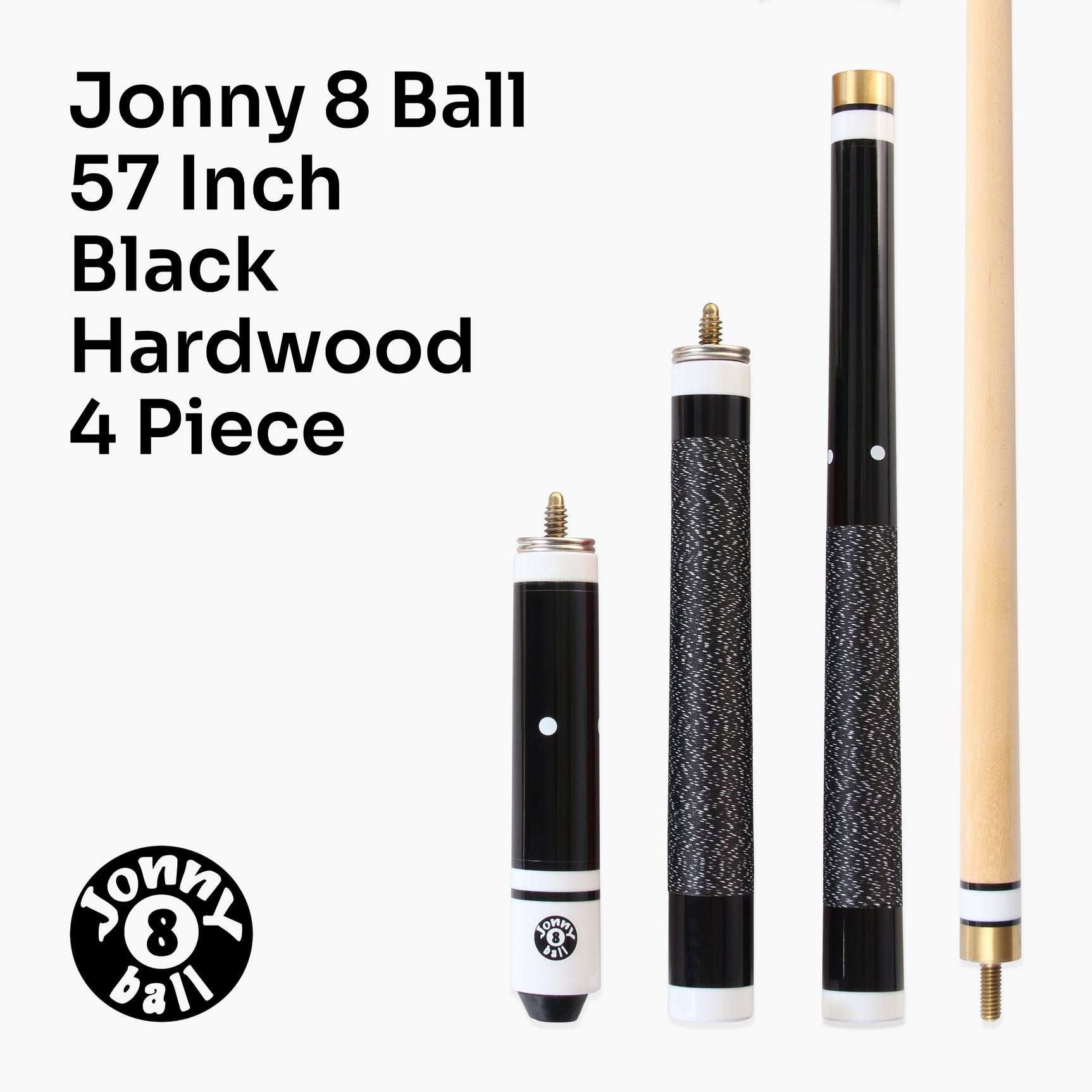 Jonny 8 Ball 4 Piece Hardwood Adjustable Snooker Pool Cue and SOFT CASE Set with 4 x 11mm Spare Tips