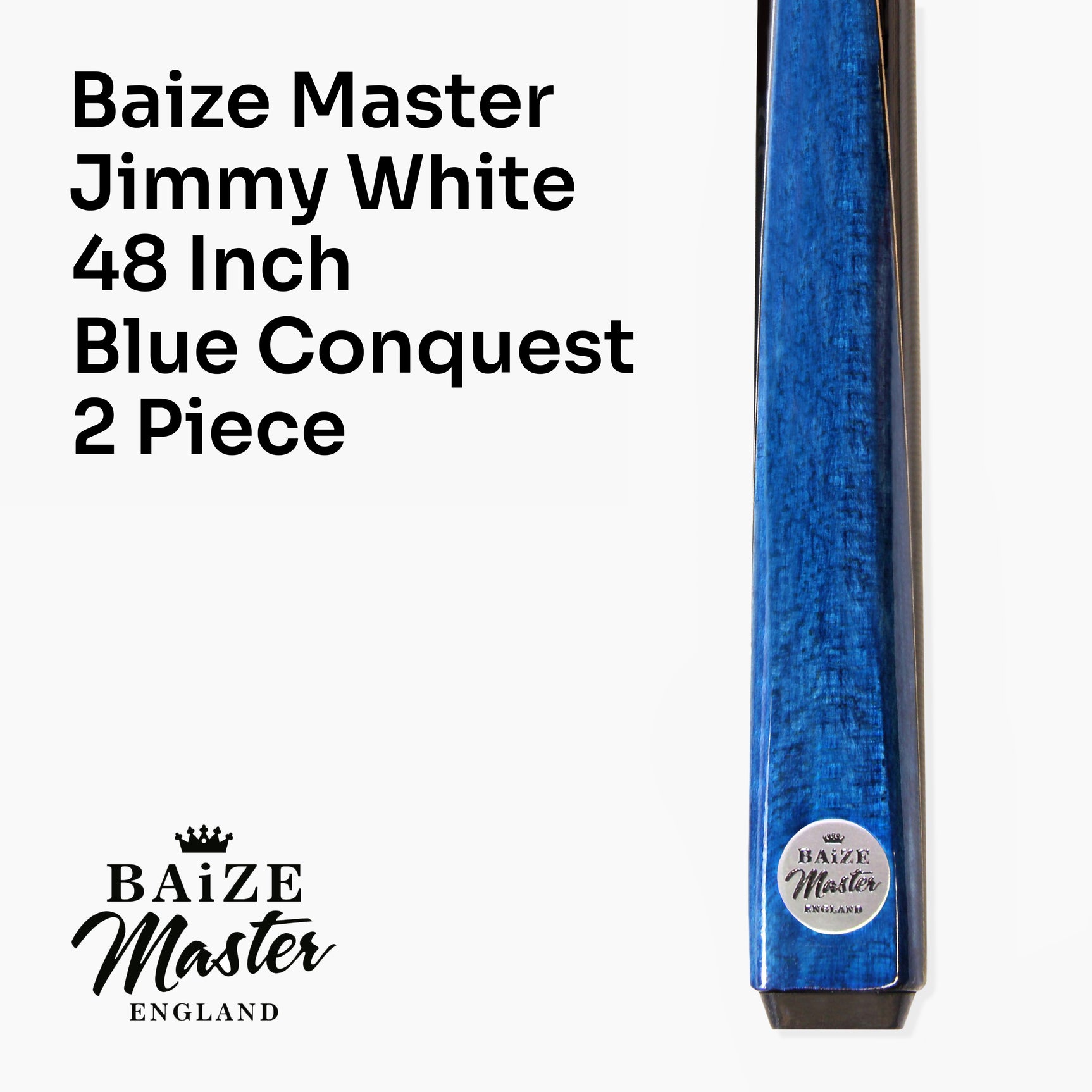 Baize Master JIMMY WHITE Signature CONQUEST 48 Inch 2 Piece Kids Snooker Pool Cue 9.5mm Tip