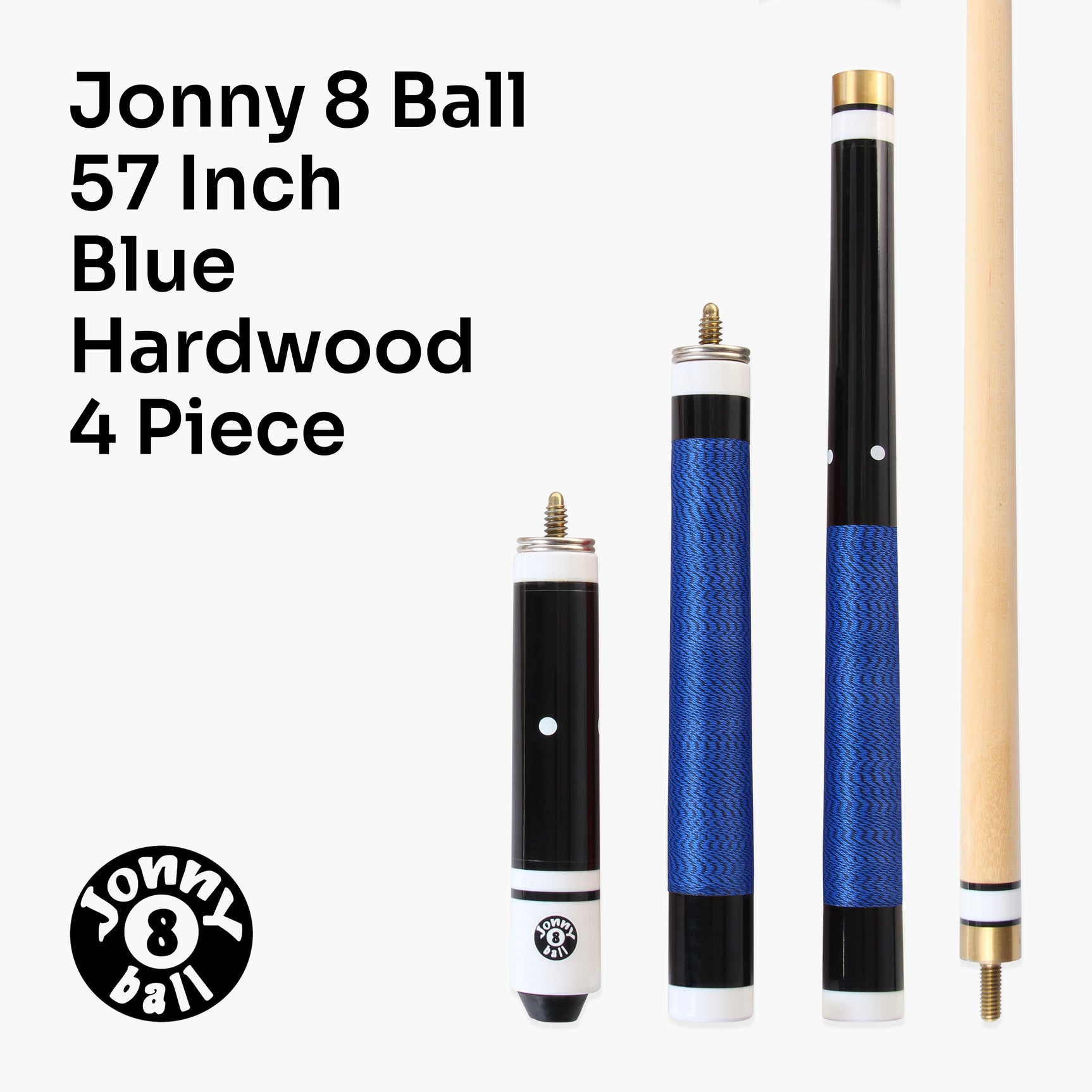 Jonny 8 Ball 4 Piece Hardwood Adjustable Snooker Pool Cue and SOFT CASE Set with 4 x 11mm Spare Tips