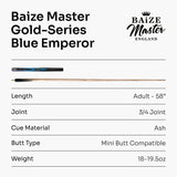 G14 Baize Master ELECTRIC EMPEROR 57 Inch 3/4 English 8 Ball Pool Cue with 8.5mm Tip