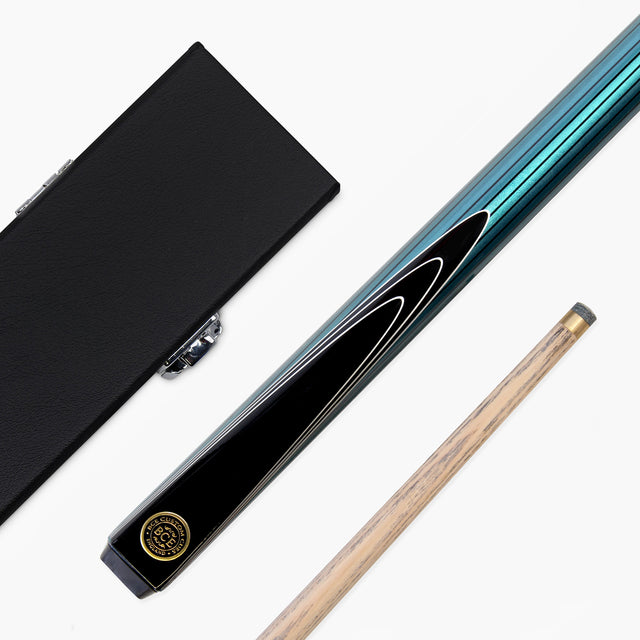 BCE Blue Pinstripe 57 Inch 2 Piece Snooker Pool Cue and Case Set 9.5mm Tip