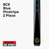 BCE Blue Pinstripe 57 Inch 2 Piece Snooker Pool Cue and Case Set 9.5mm Tip