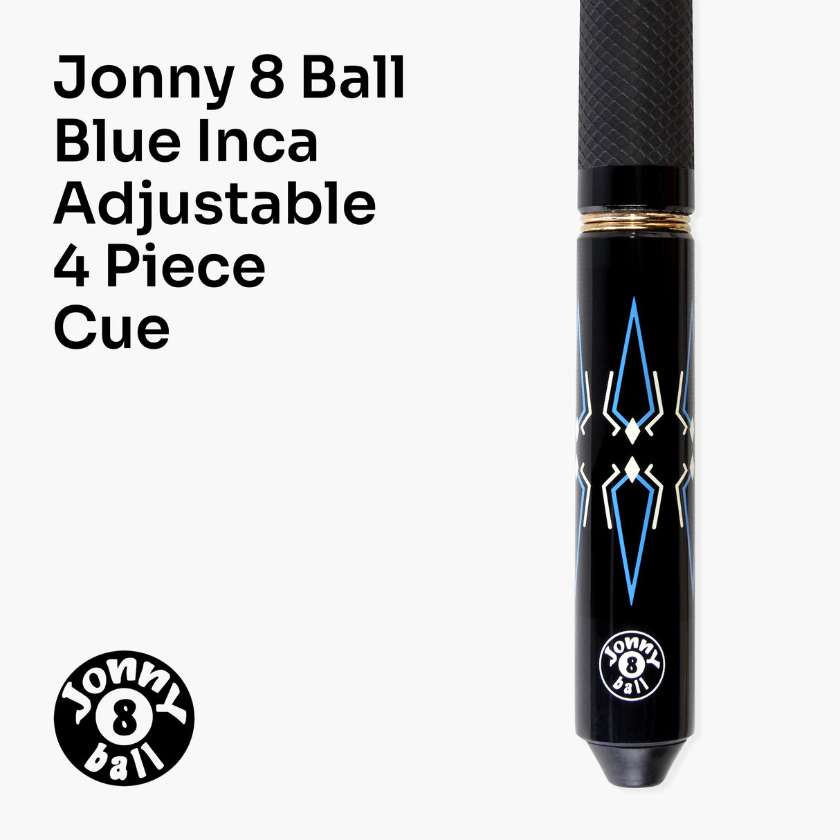 Jonny 8 Ball BLUE INCA 10mm Tip, Adjustable 4 Piece Ash Pool Cue shorten to 45"