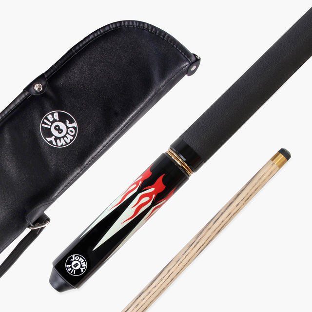 Jonny 8 Ball FLAME 4pc Ash Pool Snooker Cue & SOFT CASE