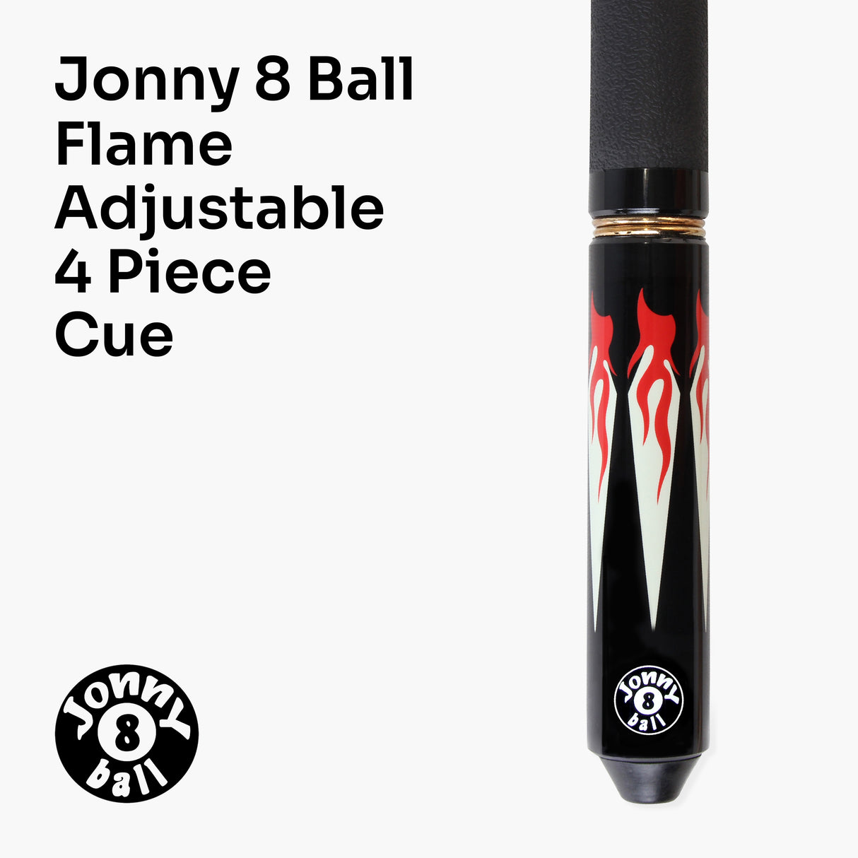 Jonny 8 Ball FLAME 4pc Ash Pool Snooker Cue & SOFT CASE