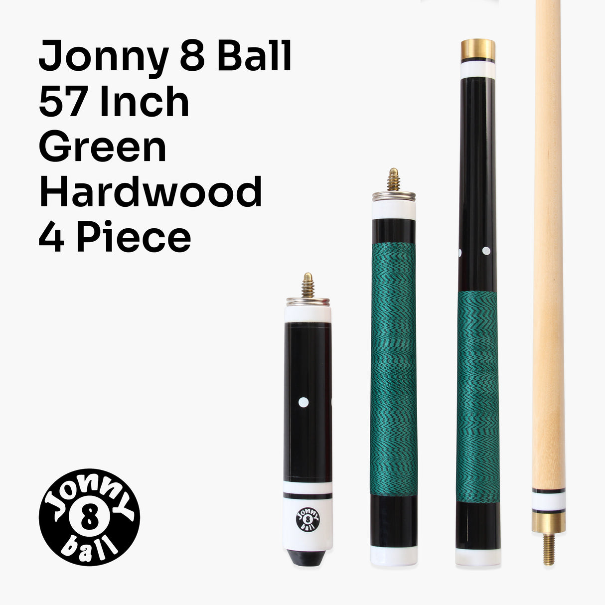 Jonny 8 Ball 4 Piece Hardwood Adjustable Snooker Pool Cue and SOFT CASE Set with 4 x 11mm Spare Tips