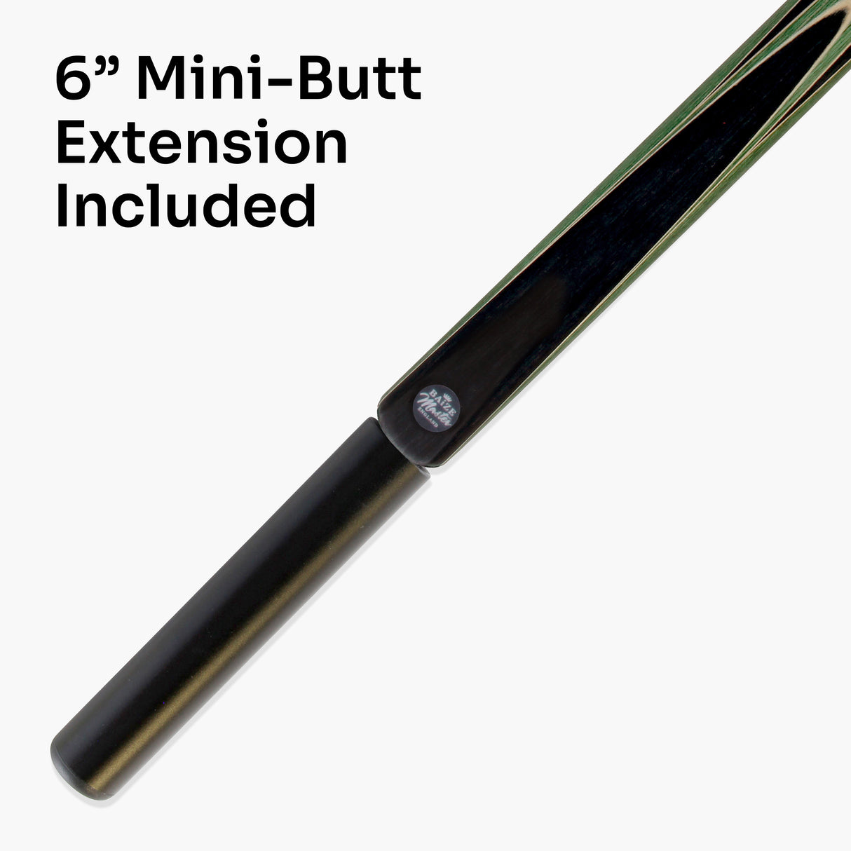 Baize Master CRUCIBLE 57 Inch 2 Piece Centre Joint Ash Snooker Pool Cue with 9.5mm Tip + Mini Butt Extension