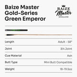 Baize Master Gold Series 58 Inch EMPEROR ¾ Jointed Snooker Pool Cue with 9.5mm Tip and 6 Inch Mini Butt