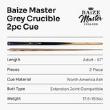 Baize Master CRUCIBLE 57 Inch 2 Piece Centre Joint Ash Snooker Pool Cue with 9.5mm Tip + Mini Butt Extension