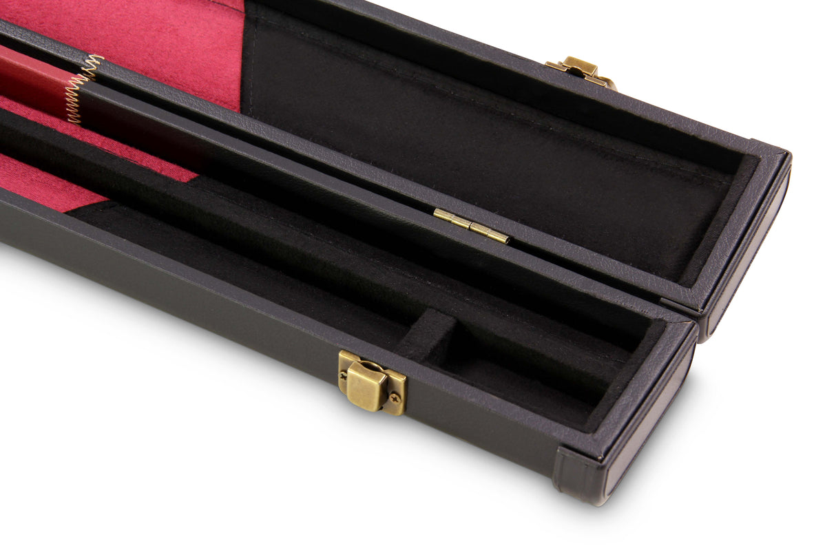 Deluxe 1 Piece 2 Slot CHEQUERED Cue Case with Plastic Ends and Chalk Compartment - Holds 2 Cues