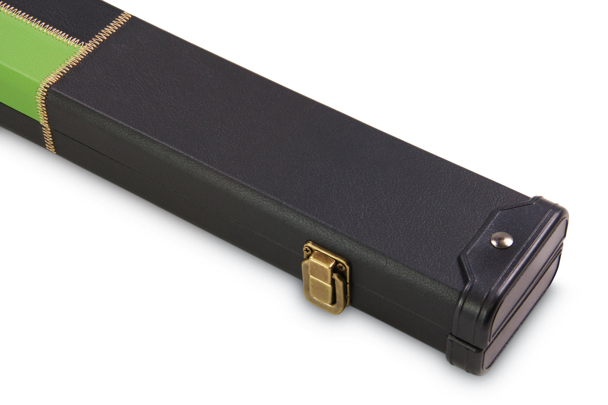 Deluxe 1 Piece 2 Slot CHEQUERED Cue Case with Plastic Ends and Chalk Compartment - Holds 2 Cues