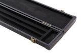 Plain Black Deluxe 2 Piece 3 SLOT Snooker Pool Cue Case with Plastic Ends