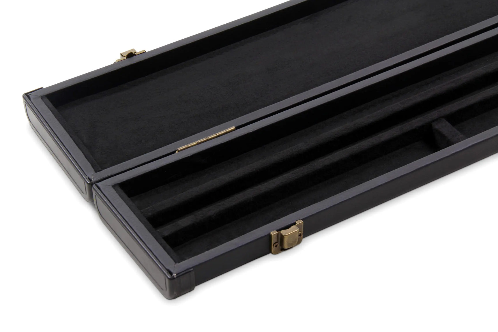 Plain Black Deluxe 2 Piece 3 SLOT Snooker Pool Cue Case with Plastic Ends