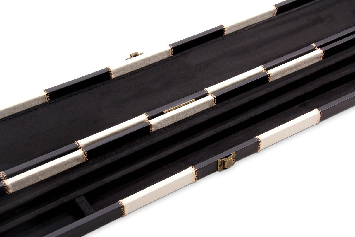 Deluxe 2 Piece 3 SLOT CHEQUERED Snooker Pool Cue Case with Plastic Ends